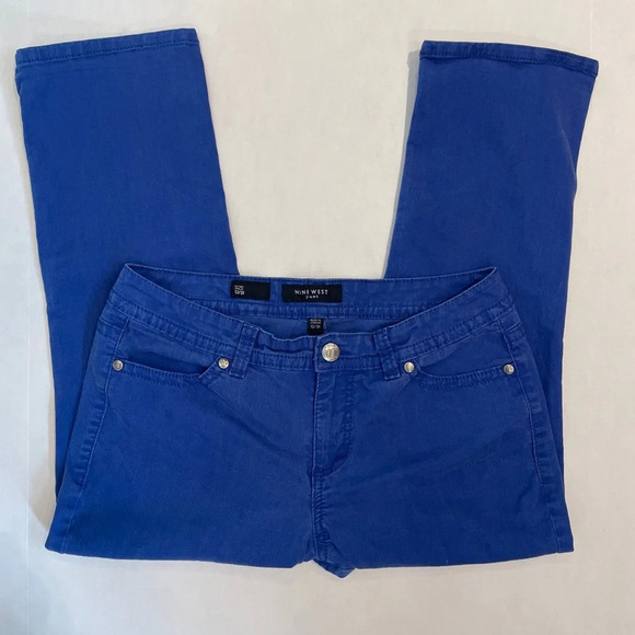 Nine West Purple Denim Jeans Capris Accented Pockets Size 12/31 - Picture 1 of 7